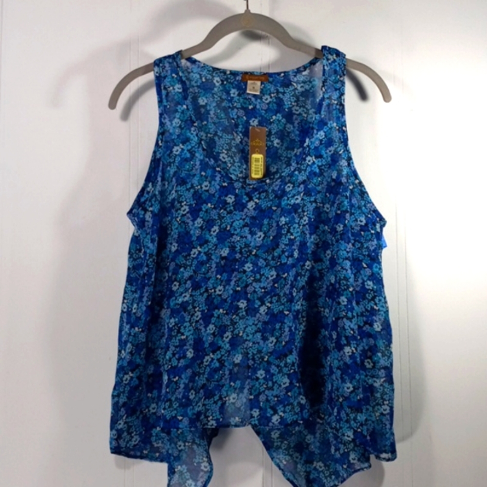 Copper Sky Sheer Floral Print Sleeveless Top